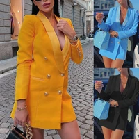 elegant waist long sleeve womens slim blazer autumn lady office suit jacket female sexy v neck chic blazer mujer de moda 2022
