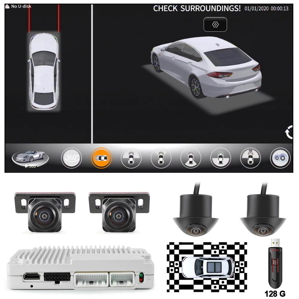 

Видеорегистратор «Птичье глаз» Система объемного просмотра AHD HDMI 360° ° 3D-автомобильная панорамная камера подходит для Enclave GL8 Refit Regal и других моделей
