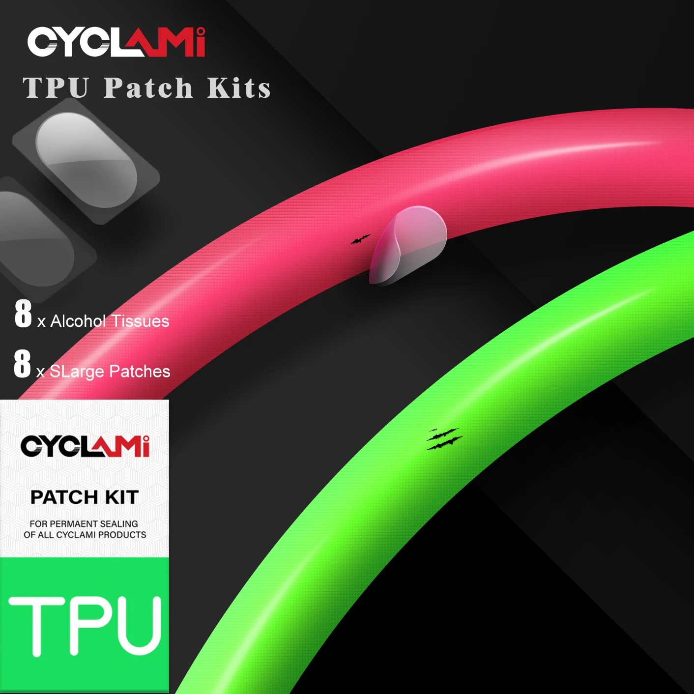 Фото Набор для ремонта шин CYCLami, комплект из 8 запасных инструментов для велосипедной внутренней трубы, из ТПУ, для дорожного горного велосипеда, ... №1