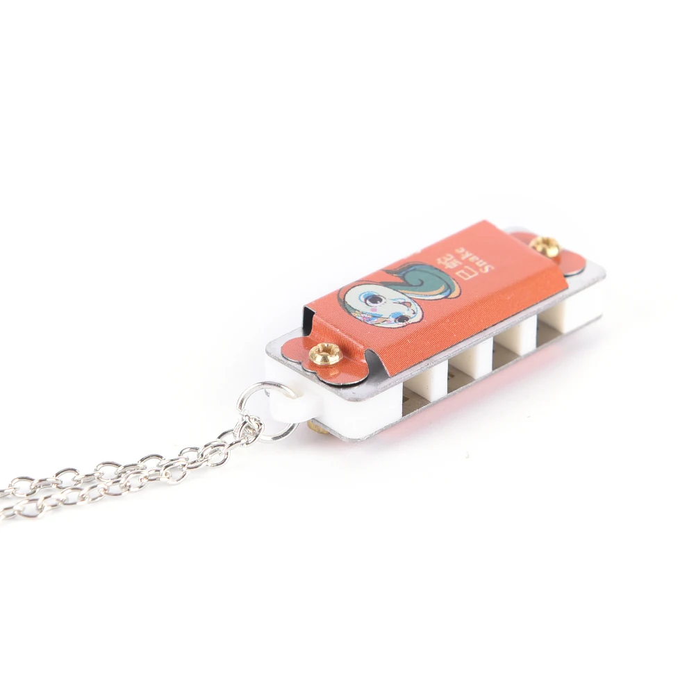 

Mini Metal Harmonica 4 Hole 4 Tone Necklace Color Random
