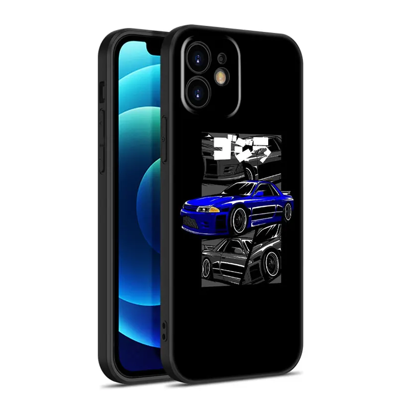 Черный чехол JDM для телефона с изображением спортивных автомобилей и комиксов Apple