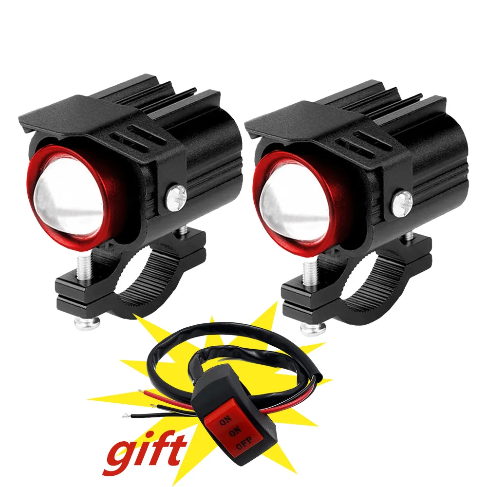 Дополнительная фара для мотоцикла, лампа для фонарей, дополнительные Прожекторы для электрического мотоцикла, питбайка, дрита, велосипеда, противотуманная фара, 12-80 в