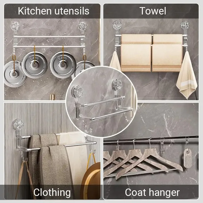 Двухслойная всасывающая стойка для ванной комнаты держатель полотенец из