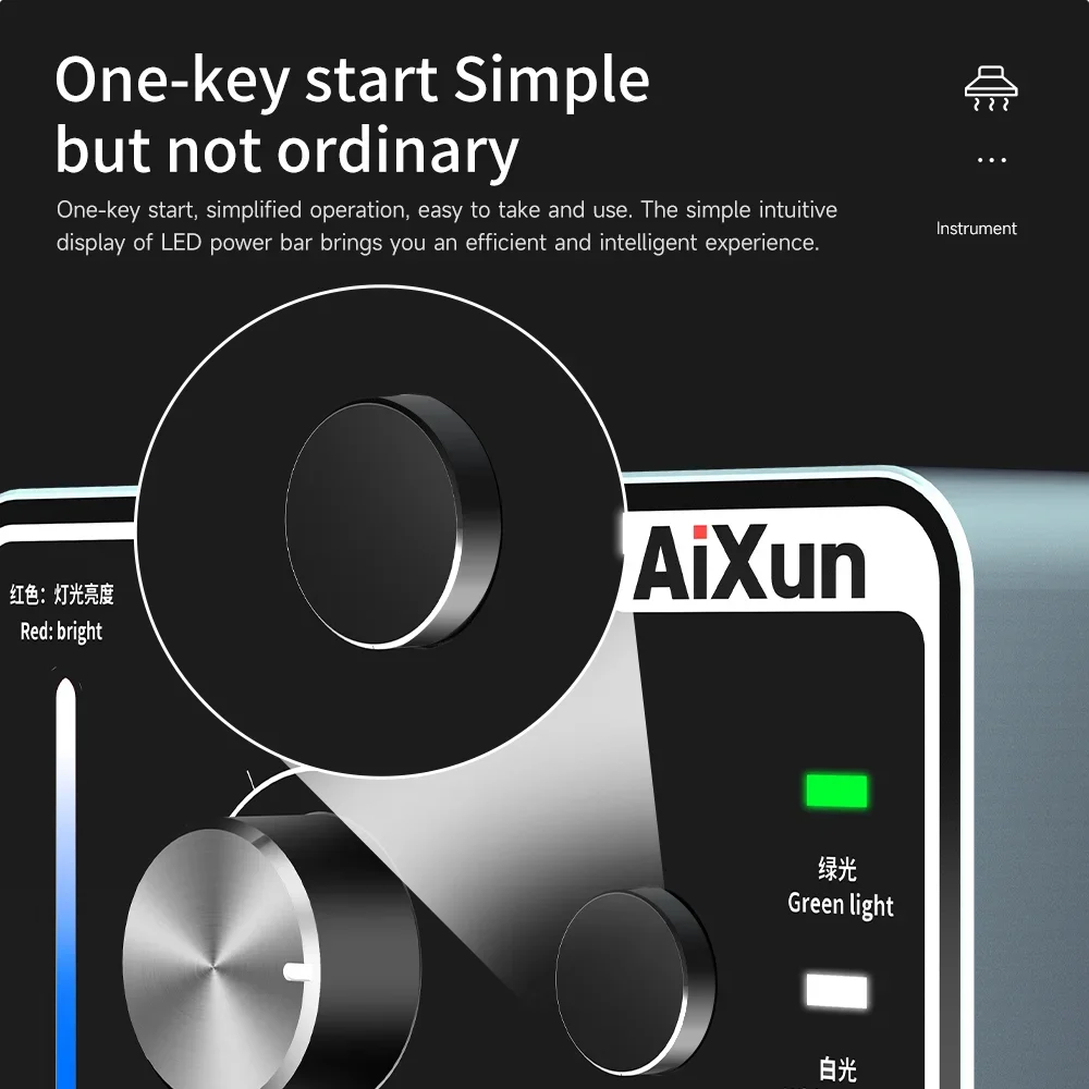 Фото Вытяжка для удаления дыма AIXUN ES02 с LED-подсветкой для обслуживания мобильных телефонов: эффективный инструмент для очистки от дыма с мощным всасыванием №3