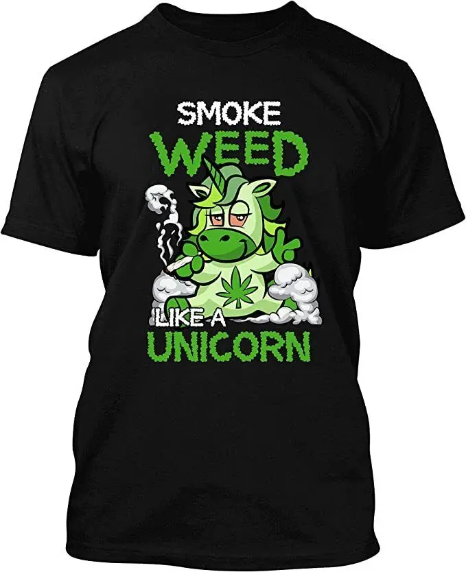 

Забавная 420 хлопковая Футболка с круглым вырезом и надписью «Тёмная трава как Единорог», мужские повседневные футболки с коротким рукавом, топы в стиле Харадзюку, уличная одежда