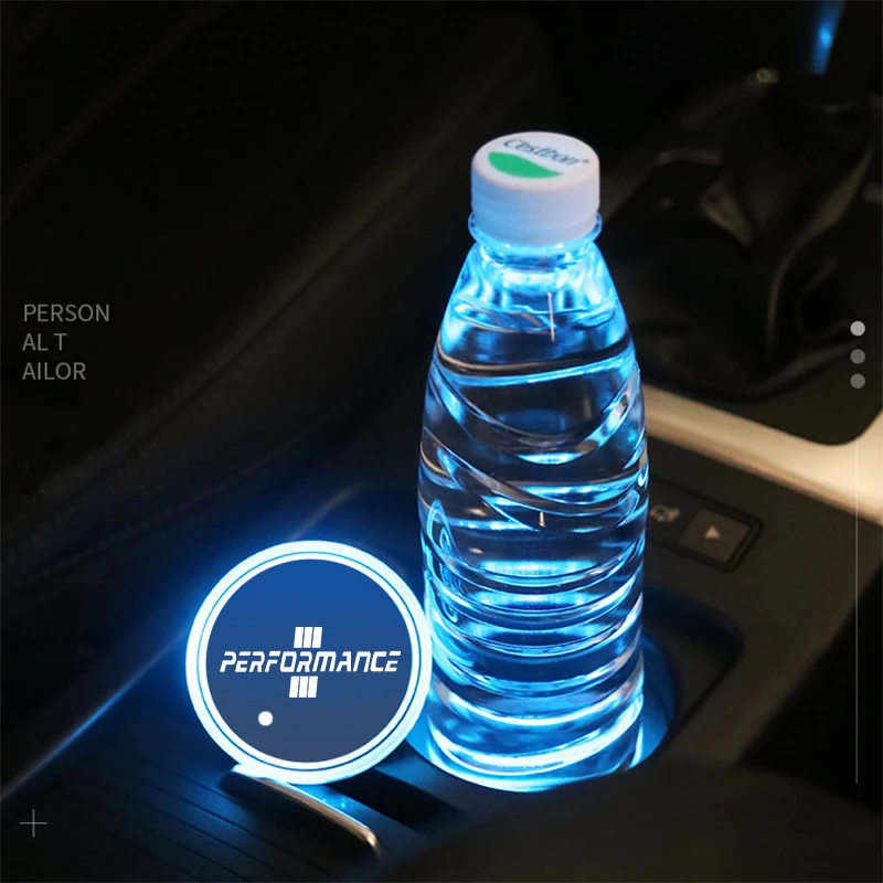 2PCS Luminous Car Led Cup Coaster Non-slip Mat Automobile Atmosphere Light for BMW 1 3 5 6 7 X1 X3 X5 X6 Z M E81 E83 E87 E70 E71