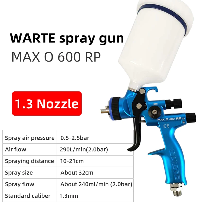 

Germany WARTE MAX0600 RP Spray Gun Car Sheet Metal Spray Paint High Atomization Slit Nozzle 1.3mm For Car Painting Spray Gun Pn