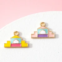10pcslot 1015mm enamel building blocks castle shape charms cartoon jewelry bracelet pendant keychain earring charm