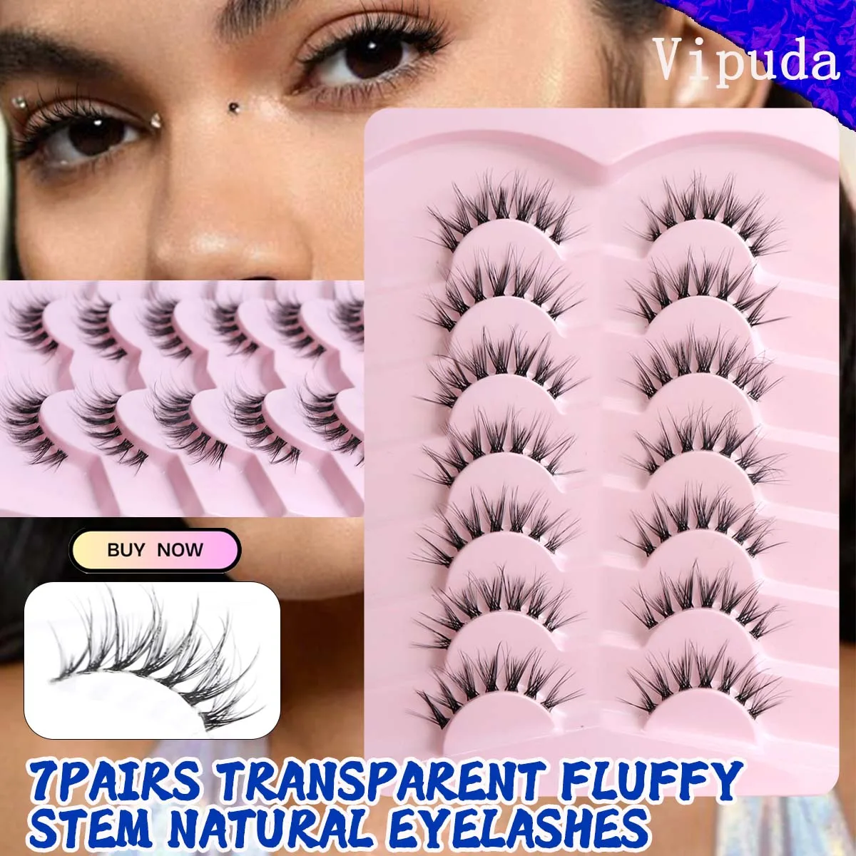 

Vipuda Winged Out Cilia Mink Eyelash Extensions Spiky Cosplay Korean Artificial Manga Lashes Invisible Band Makeup Wholesale
