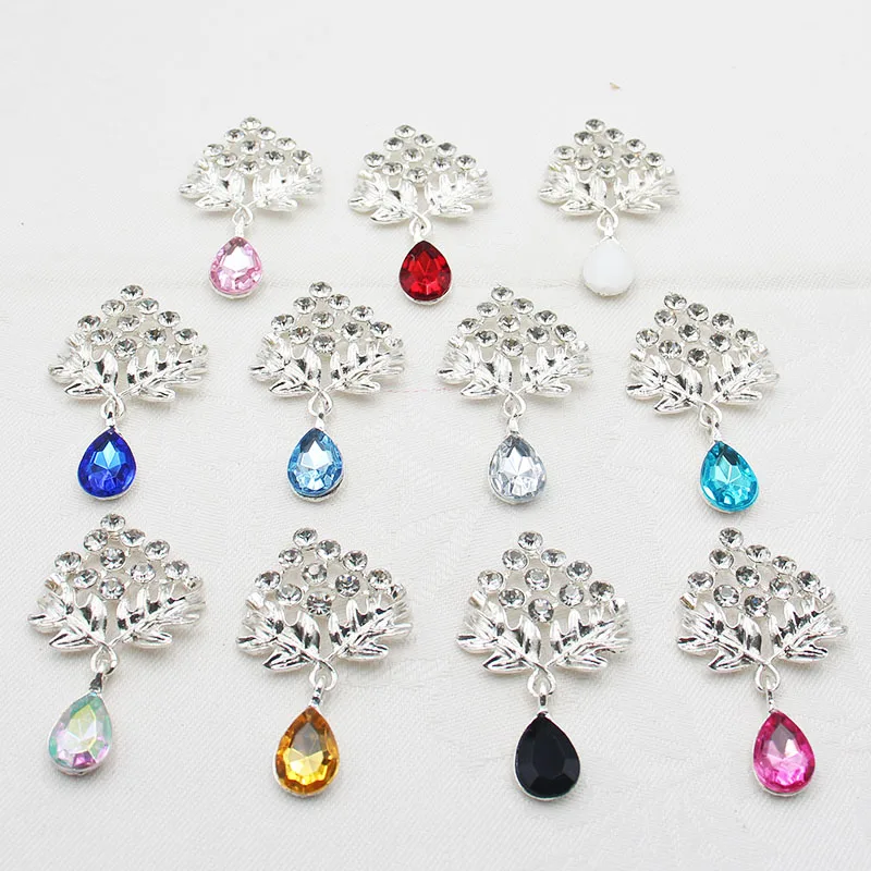 

5pcs/Batch 50*30mm Tender Alloy Rhinestone Pendant Hand Sewn Buttons DIY Costume Wedding Party Invitation Decorative Accessories