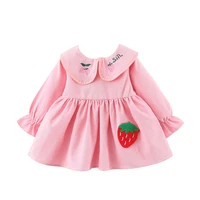 spring fall toddler dresses korean cartoon cute strawberry doll collar baby dress newborn clothes little girls clothing bc2086
