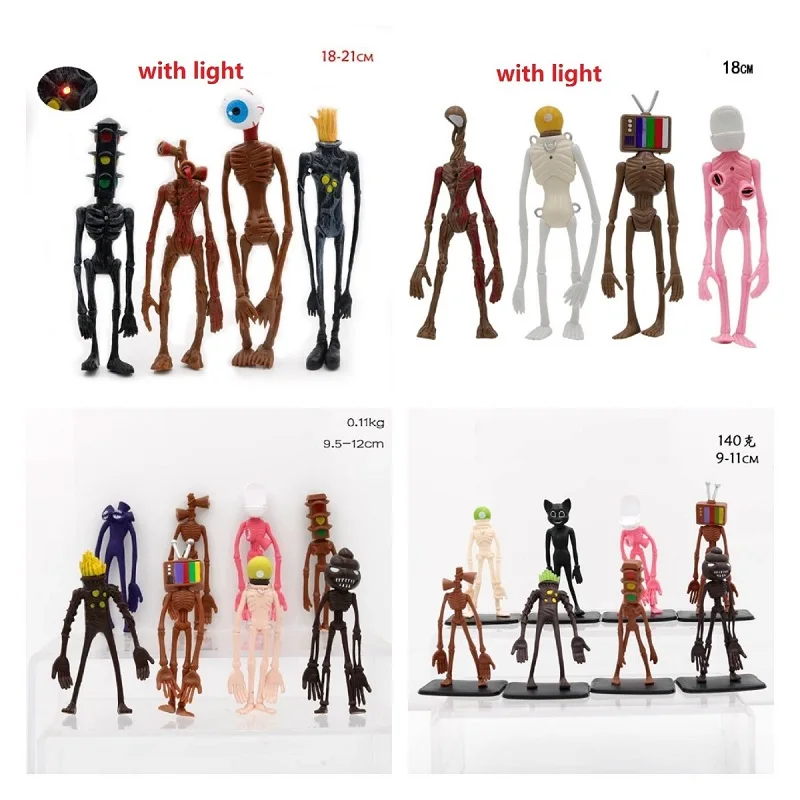

4pcs/8pcs Creative Anime Scp Siren Head Figure Horror Toy Sirenhead Model Doll Sculpture Scary Collectible Kids Games Gifts