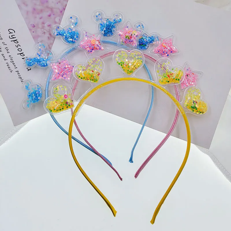 

Cute Mouse Ears Quicksand Headbands for Children Kids Sparkling Stars Sequin Hairbands Bezel Hair Hoops Girls Hair Accessories