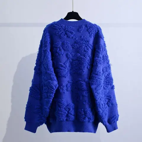 Женский трикотажный свитер Harajuku, трикотажный пуловер с трехмерными цветами и инкрустацией стразами, Осень-зима