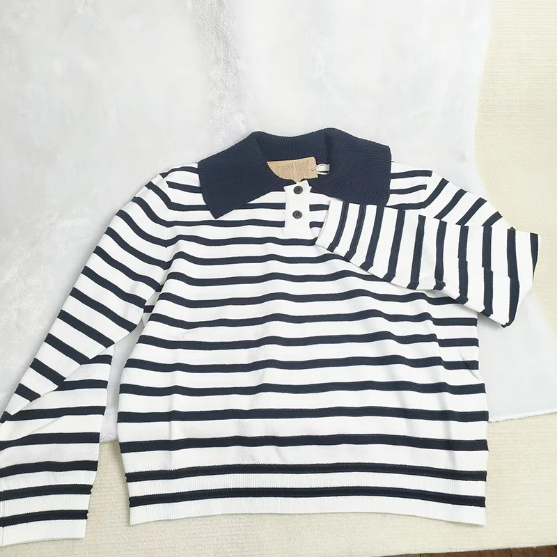 

Golf Top Fall-Winter 2023 New Slim Fit Knit Striped Panels Long Sleeves