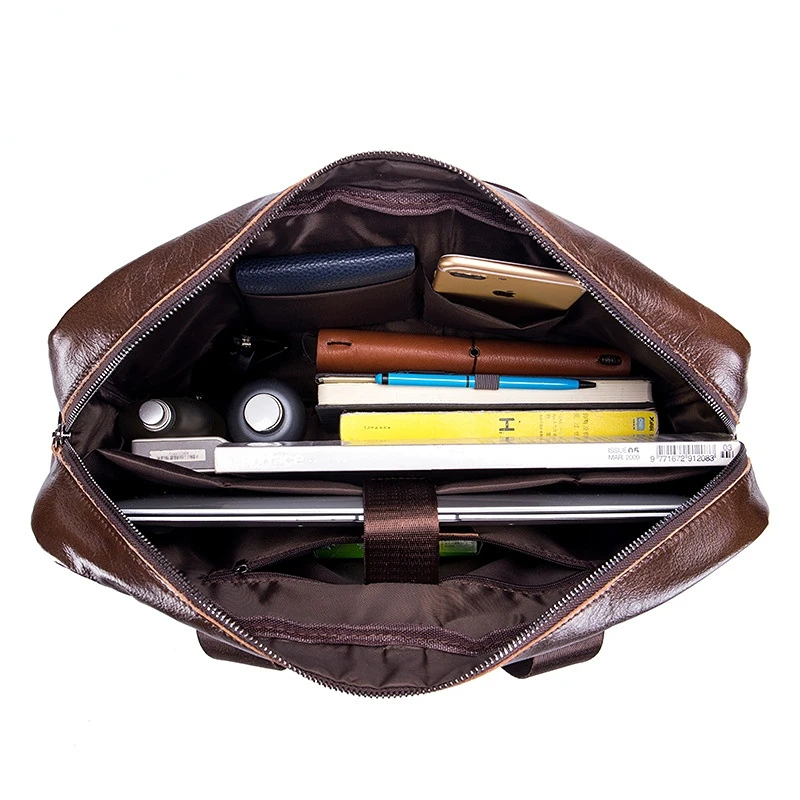 Men's Handbag Genuine Leather Men's Briefcase 14 Inch Laptop Bag Business Combo for Documents A4 Casual Shoulder Bag Messenger