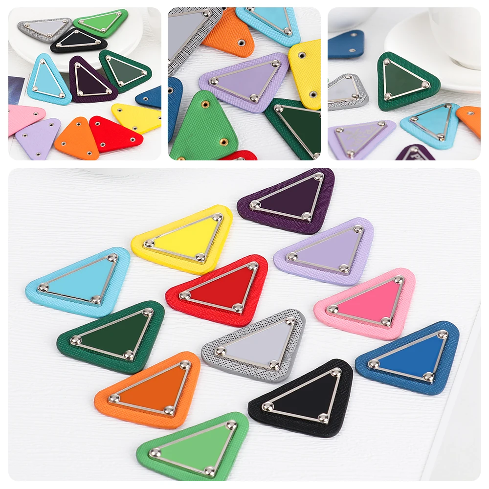 

10PCS Clothing Appliques Stickers Brand Triangular Sew Patches DIY Embroidery Logo Sequin Patch Badge on Hat Package Practical