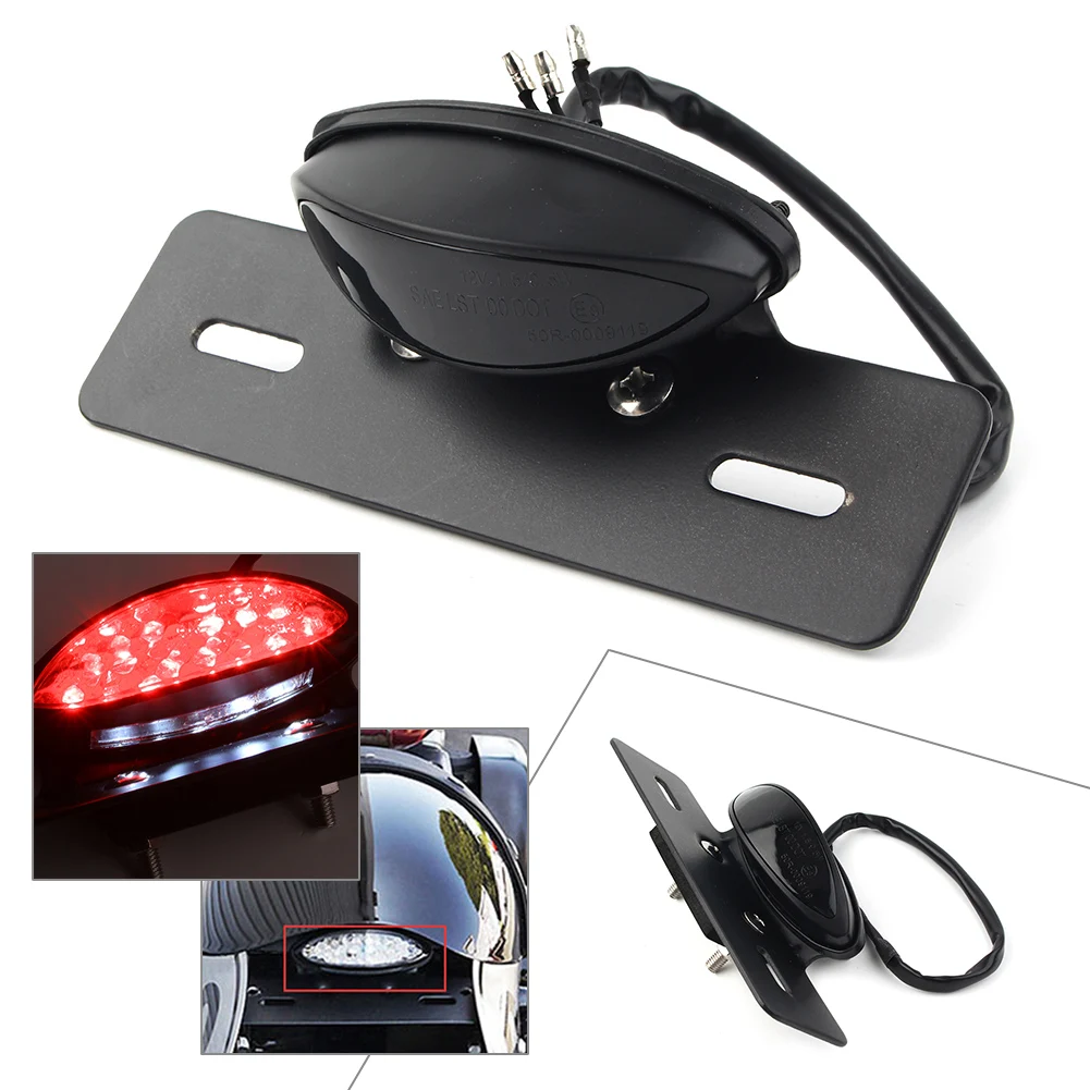 

Задний стоп-сигнал для мотоцикла, светодиодная лампа с креплением на номерной знак для Ducati, Honda, Kawasaki, для Suzuki Cafe, гоночный велосипед