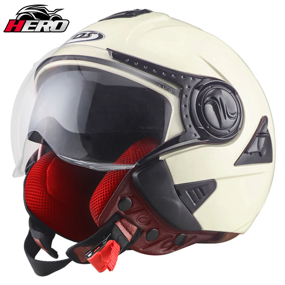 Summer Motorcycle Helmets For Both Men And Women Moto Helmets Double Lens Open Face Motorcycle Racing Casco Moto Capacitor Shell