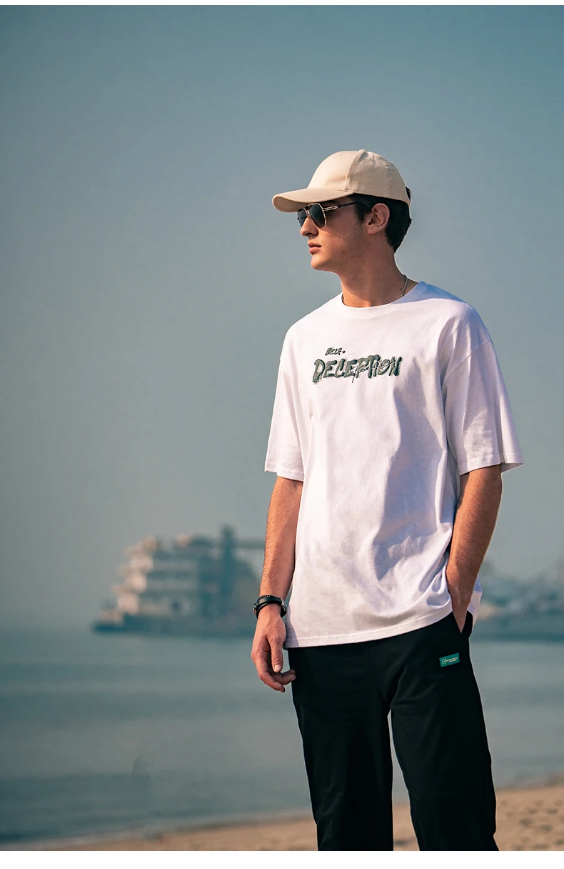 

7787 летняя хлопковая Повседневная Свободная футболка для мальчиков с принтом в американском ретро-стиле с короткими рукавами