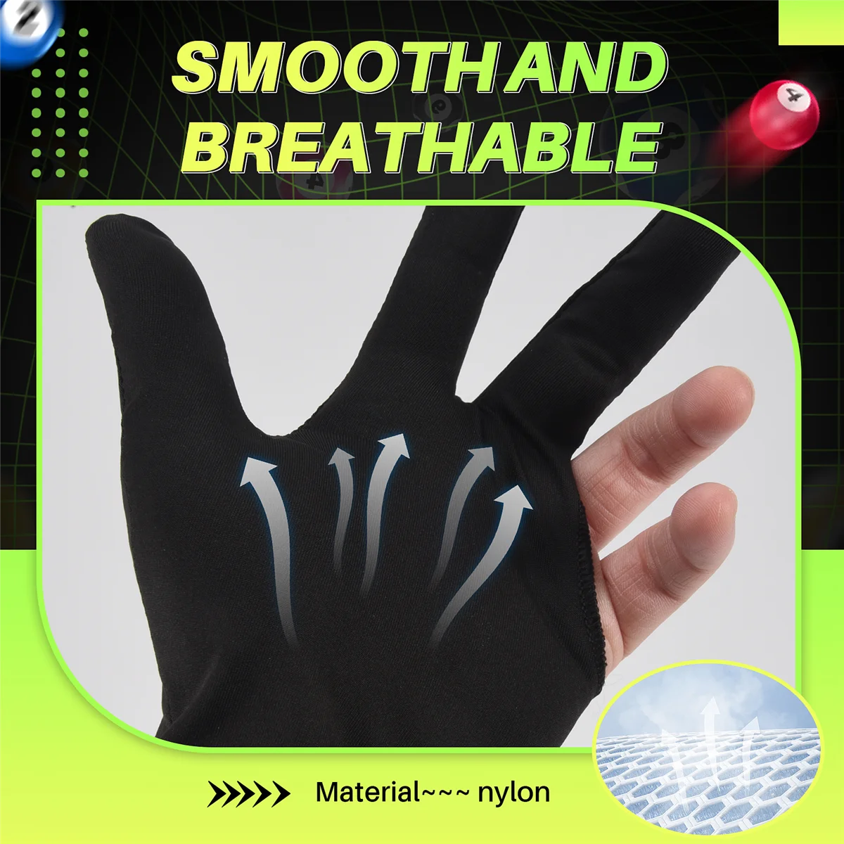20 шт. дышащие перчатки для снукера левой и правой руки кия с 3 пальцами женщин