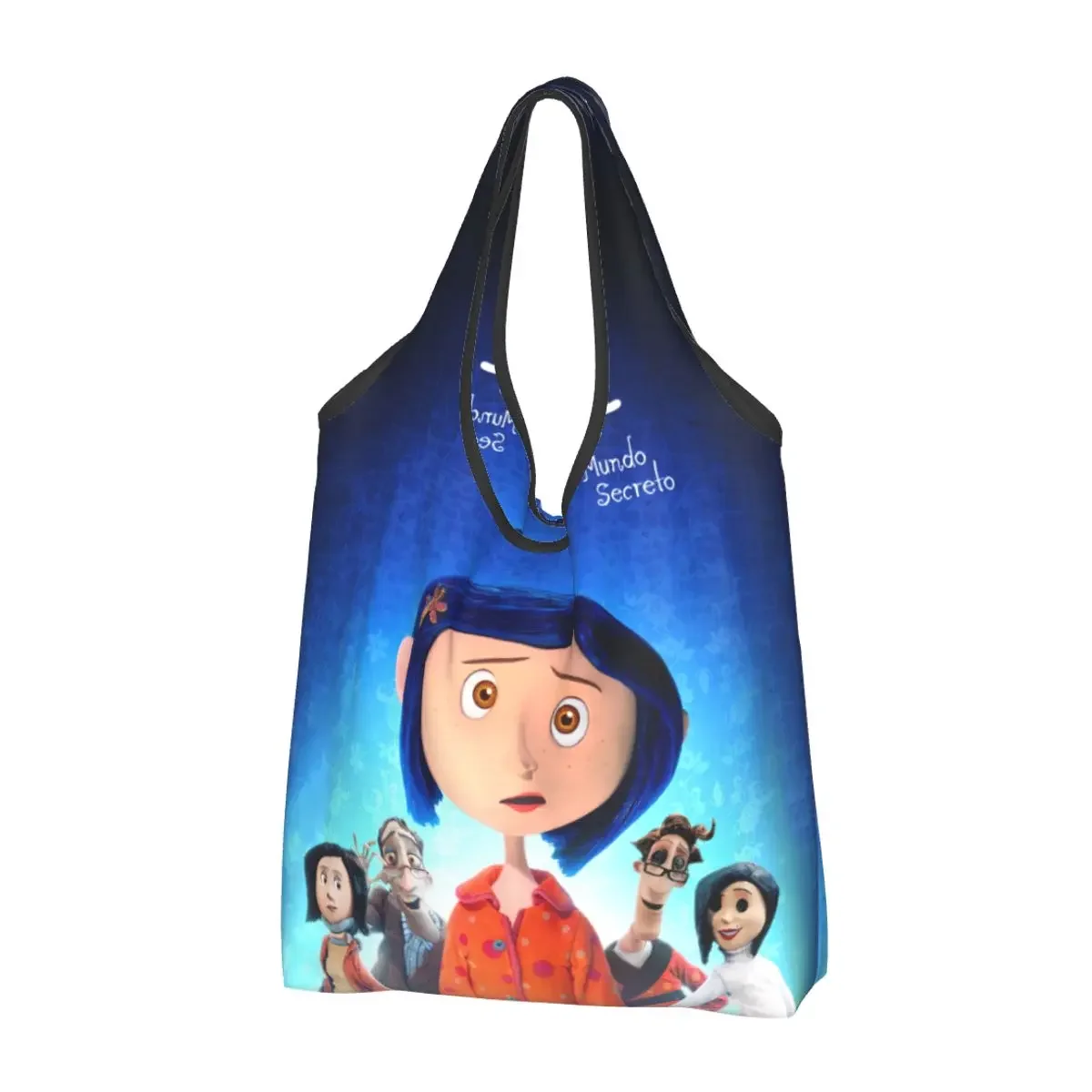 

Halloween Coraline Horror Movie Grocery Shopping Tote Bags Women Custom Shopper Shoulder Bags Big Capacity Handbags
