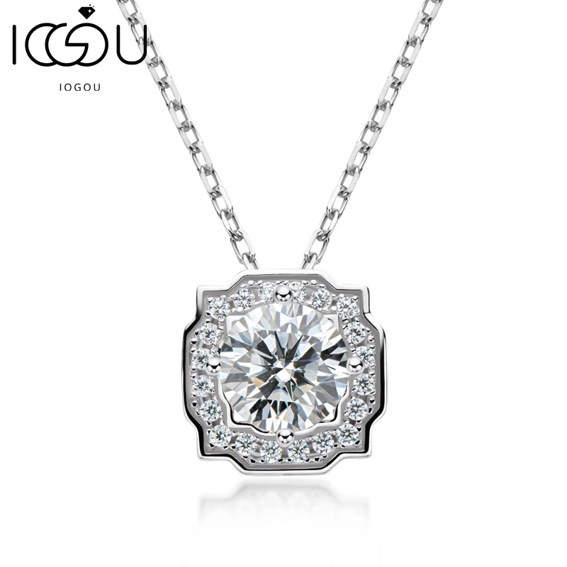 

IOGOU 925 Sterling Silver 6.5mm Round Moissanite Necklace Fashion Personalised Hairui Pendant Necklace Jewelry Gift For Women