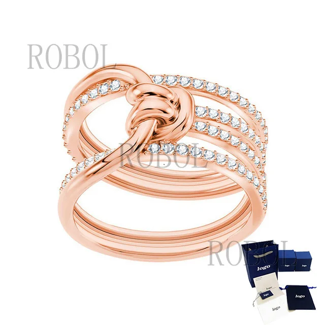 

High quality luxurious rose gold knot twisted women's ring, enhancing temperament, beautiful and moving, free of shipping
