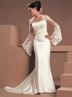elegant new shares of bride women long sleeve lace shoulders bolero jackets wedding wrap prom party wrap