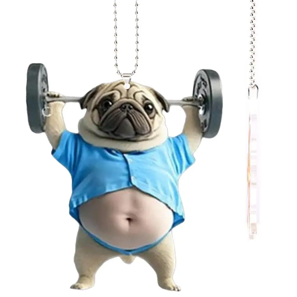 

Милый мопс, акриловый автомобильный кулон с цепочкой, реалистичный щенок, зеркало заднего вида, подвесной декор, аксессуары для салона автомобиля