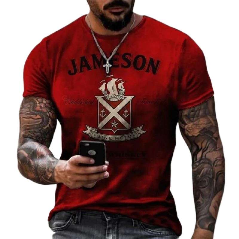 

Men's Box Summer Mode Personal Street 3D Image Print Blue Letter Large Pullover Box Extended Fashion Round Neck Casual T-shirt