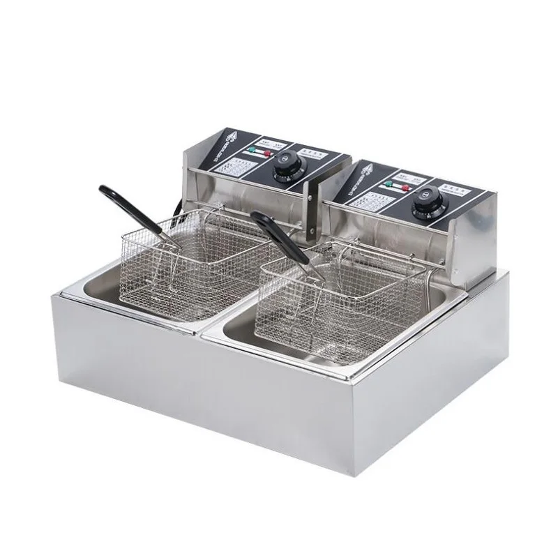 

Commercial Double Oil Cylinder Electric Deep Fryer French Fries Frying Machine Oven Hot Pot Fried Chicken Grill EU US Plug