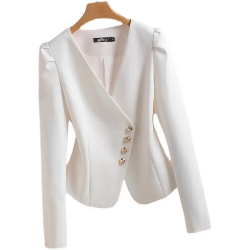 Женский костюм с коротким рукавом черно-белый без воротника весна-осень 2024