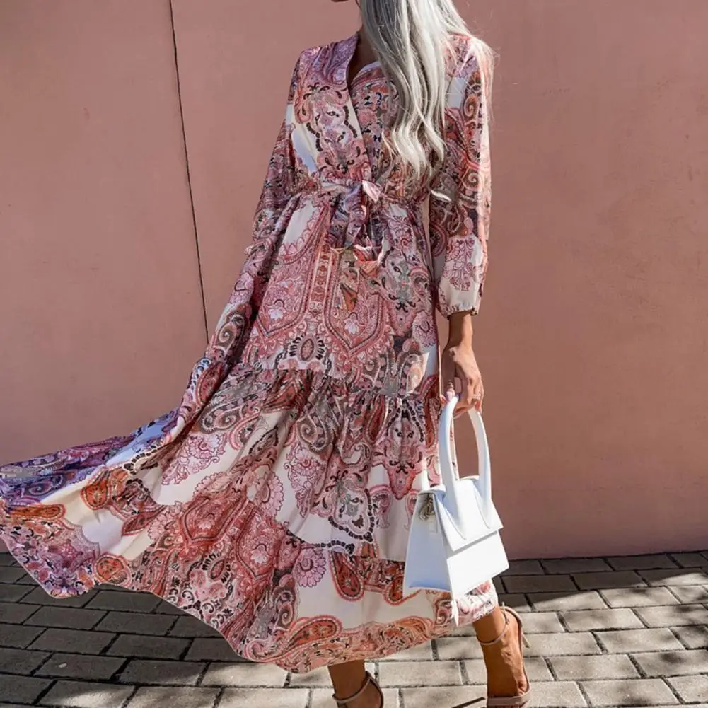 

Boho Dress Fine Stitch Holiday Dress Unique Nature Print Boho Casual Dress
