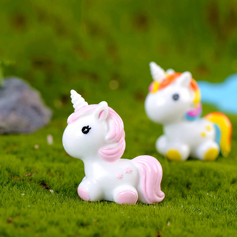 

4 Pcs Car Accesories Mini Unicorn Stuate Unicorn Sculpture Unicorn Chopsticks Rest Miniature Horse Figurine Micro Landcape Decor