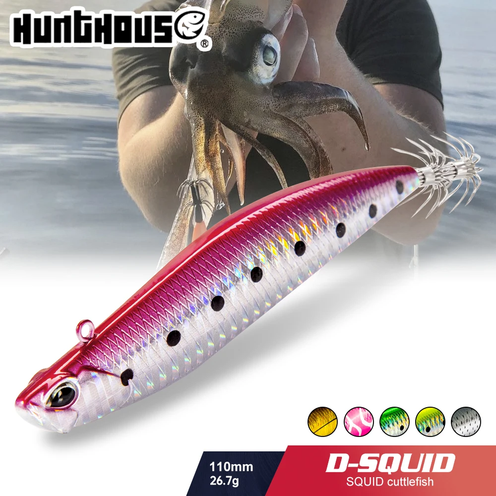 Hunthouse D-squid Jigging Lure Pencil LW522 110mm 26.7g Sinking Egi Suqid Leurre Tip-run EGI Hook Fishing Hard Bait For Turlutte