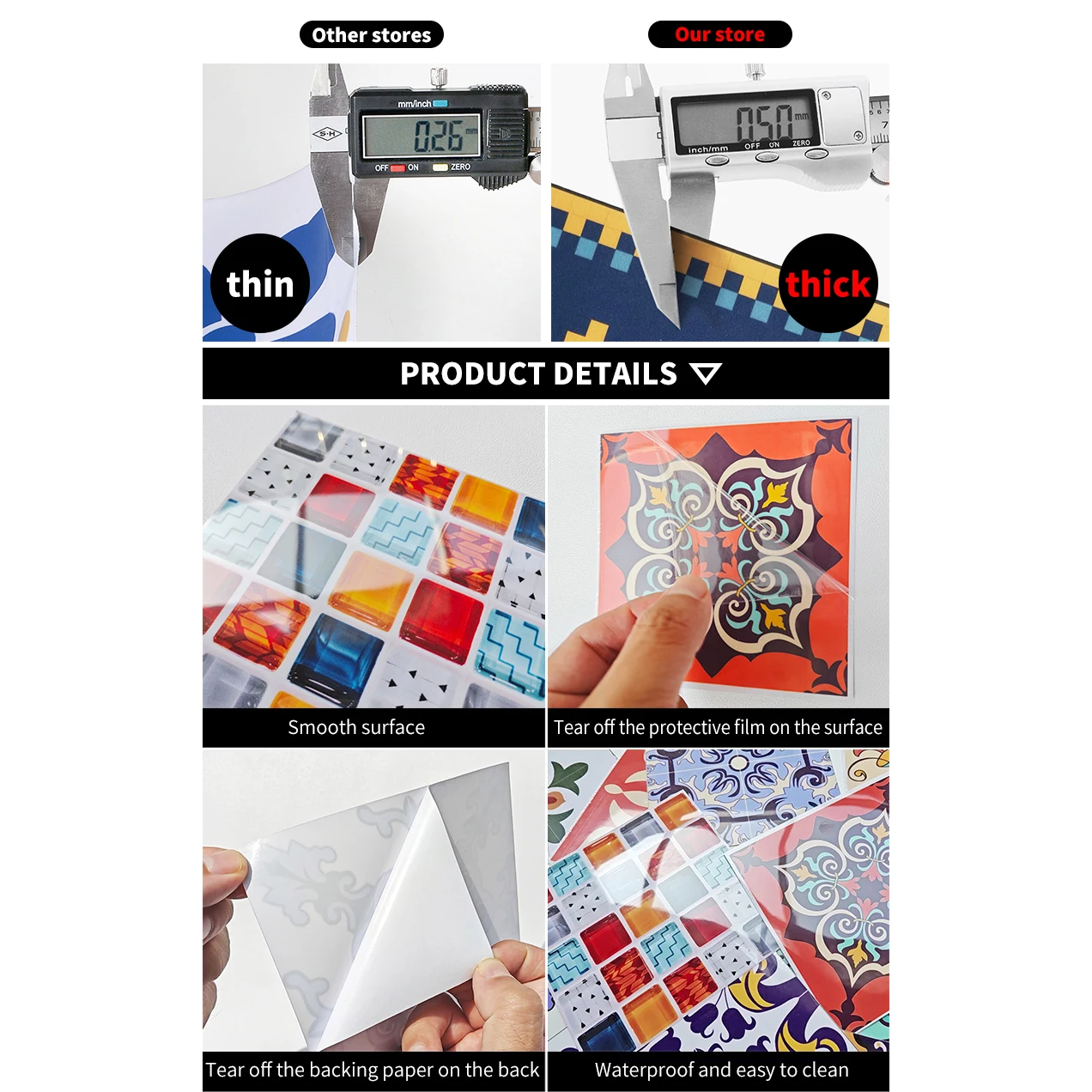 Цветные художественные водостойкие наклейки для настенной плитки подходят