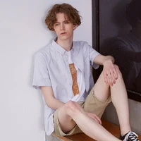 metersbonwe mens simple cotton and linen shirt short sleeve plaid or stripe shirt summer student trend leisure male shirt