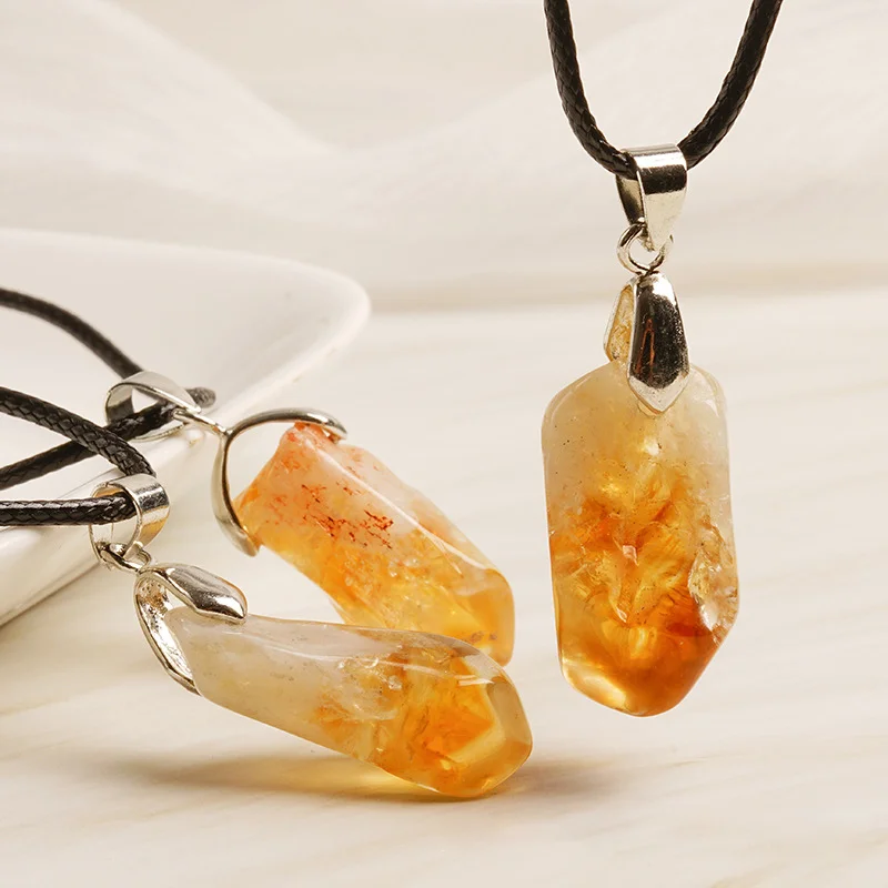 

15 шт. НЕОБРАБОТАННАЯ цитриновая руда, нестандартный желтый кристалл, Кварцевые ожерелья, ювелирные изделия для женщин и мужчин