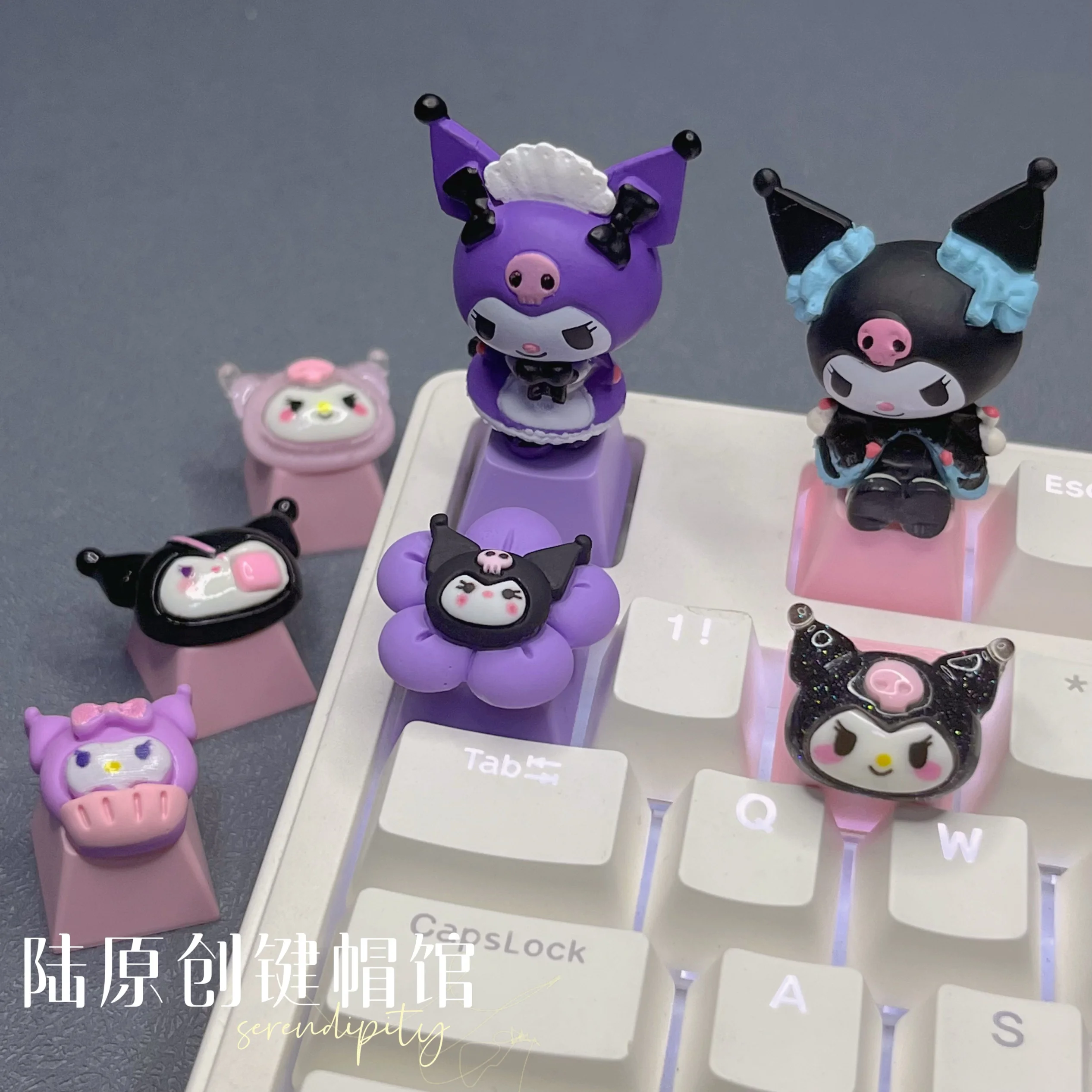 Новая механическая клавиатура Sanrio Kuromi милая розовая полупрозрачная