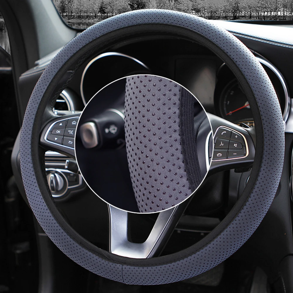 

38cm Car Decor Steering Wheel Cover Interior Tools Protector Replacement Universal Knitted Fabric Car Styling Anti-Slip Covers