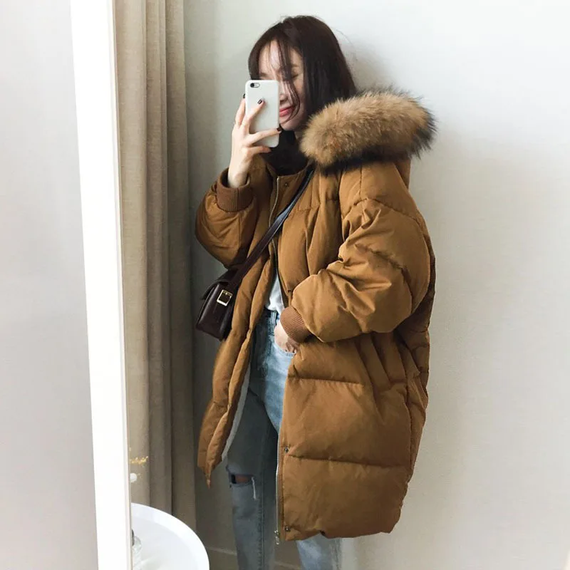 Women Parka Warm Down Cotton Coats Female Loose Winter Jacket Hooded Long SleeveThicken Oversize Women Winter Coat Padded Black