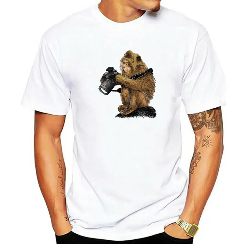 

Забавные футболки с изображением обезьяны и фотографа, Высококачественная модная Простая белая футболка для мужчин, большой размер 3XL