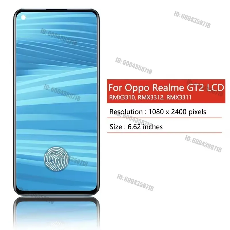Фото 6,62-дюймовый OEM AMOLED-дисплей для OPPO Realme GT2 RMX3310 RMX3312 RMX3311 RMX3310, сенсорный экран, дигитайзер в сборе с рамкой №2