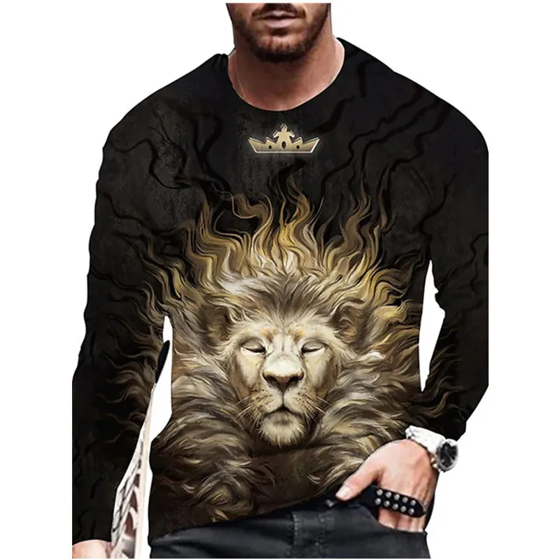 

2022 New Men's T-shirt Casual Sports 3d Animation Printing Men's Long Sleeve Street Trend Youth Round Neck Pullover