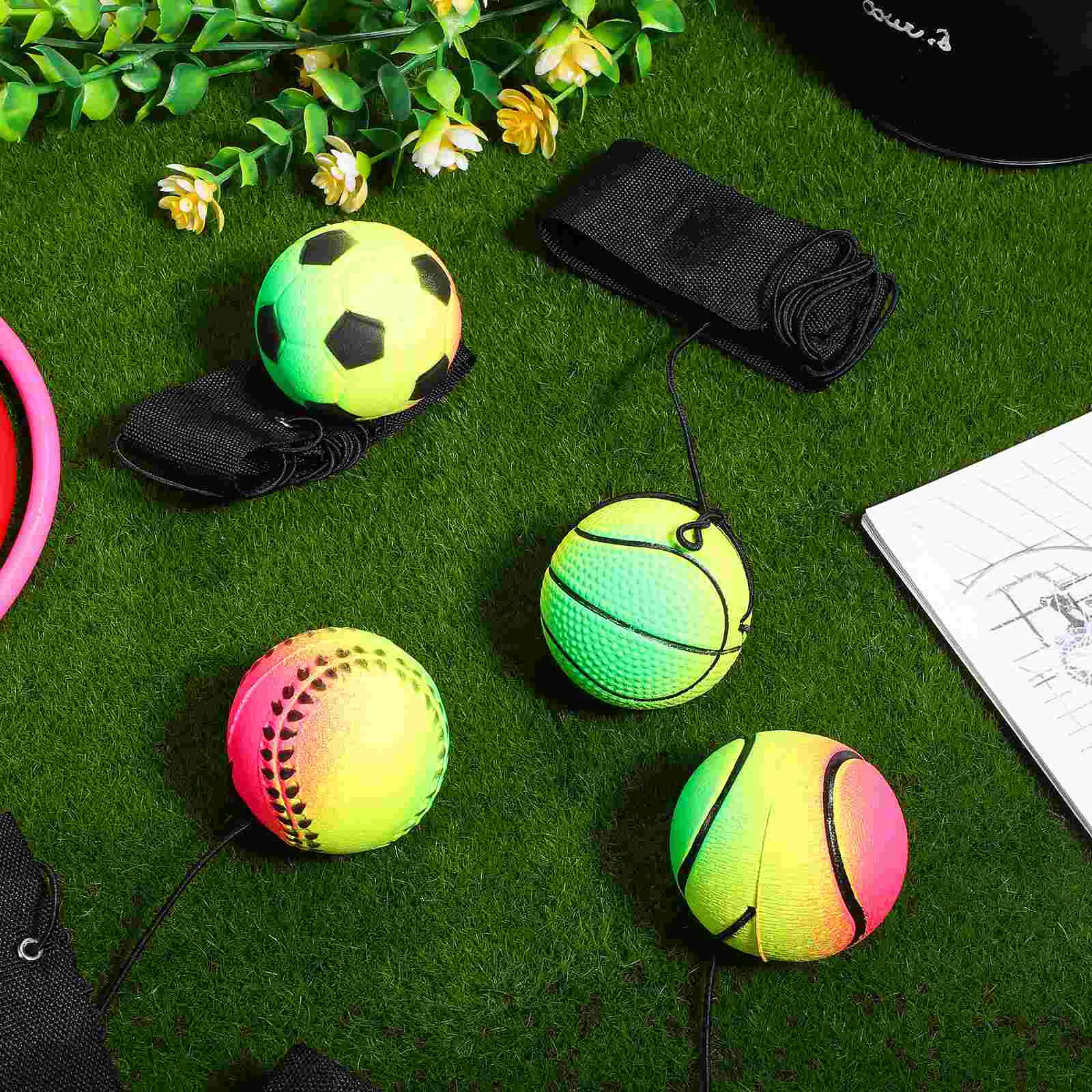 4 шт. бейсбольные браслеты с отскоком на запястье резиновые надувные мячи