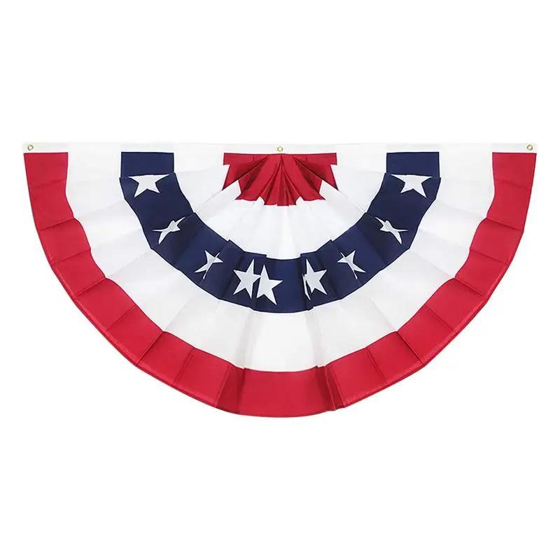 

US Patriotic Flag Bunting American US Bunting Flags Patriotic Stars & Stripes Half Fan Banner With Brass Grommets Quality 100D