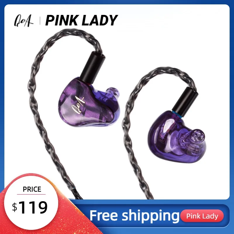 Qoa Pink Lady 2ba + 1dd гибридные наушники-вкладыши Hi-Fi Dj монитор наушники-вкладыши гарнитура с 2-контактным съемным кабелем