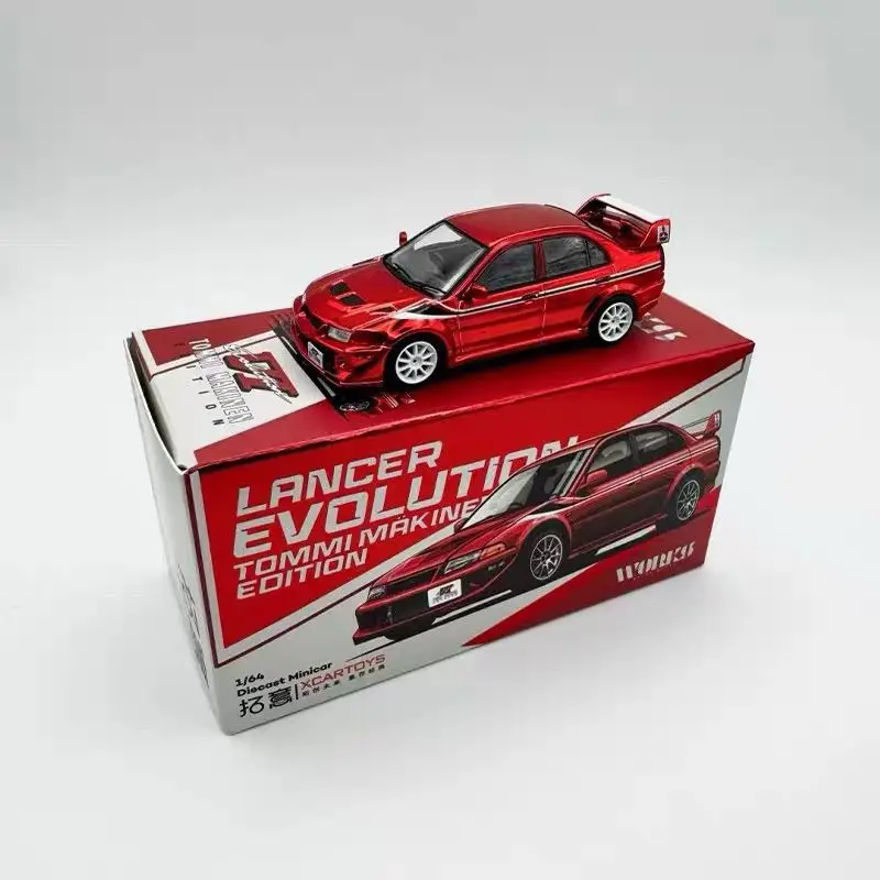 Фото XCARTOYS в наличии: Коллекционная модель автомобиля Mitsubishi EVO в масштабе 1:64, лимитированная серия Beijing Show, красный цвет с гальваническим покрытием, литой сплав. №2