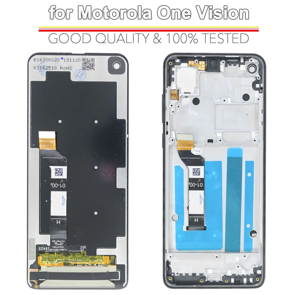 Фото 6,3-дюймовый ЖК-дисплей для Motorola Moto One Vision XT1970, сменный преобразователь сенсорного экрана в сборе для Moto One Vision XT1970-1-2 №2
